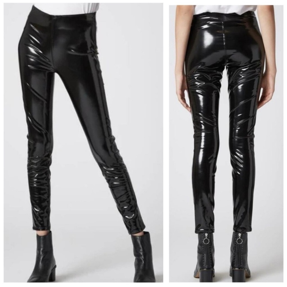 NWT Blank NYC Black Patent Faux Leather High-Rise Skinny Leggings Size 25